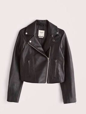 Abercrombie & Fitch Black Leather Asymmetric Moto Jacket